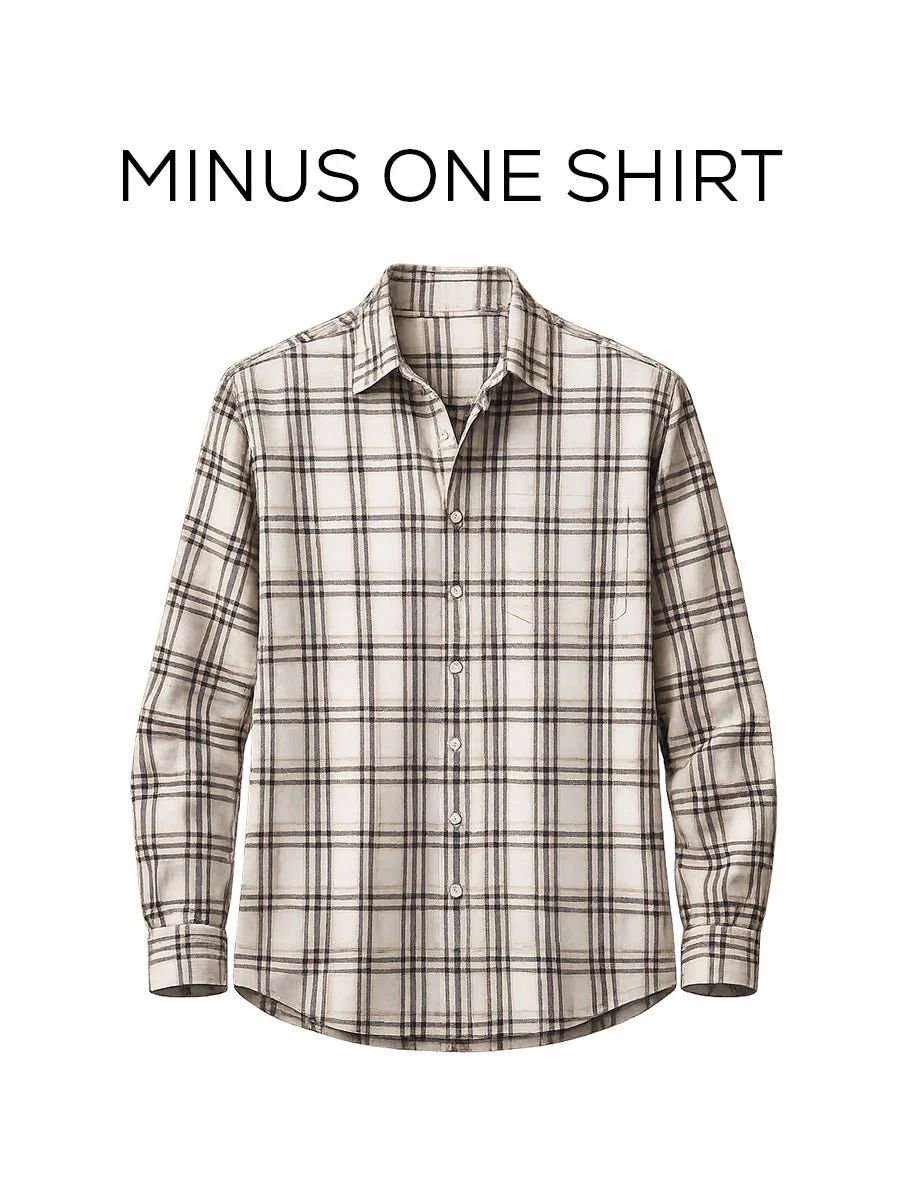 Beige Checked Cotton Shirt β Loose Fit, Full Sleeves - Image 2