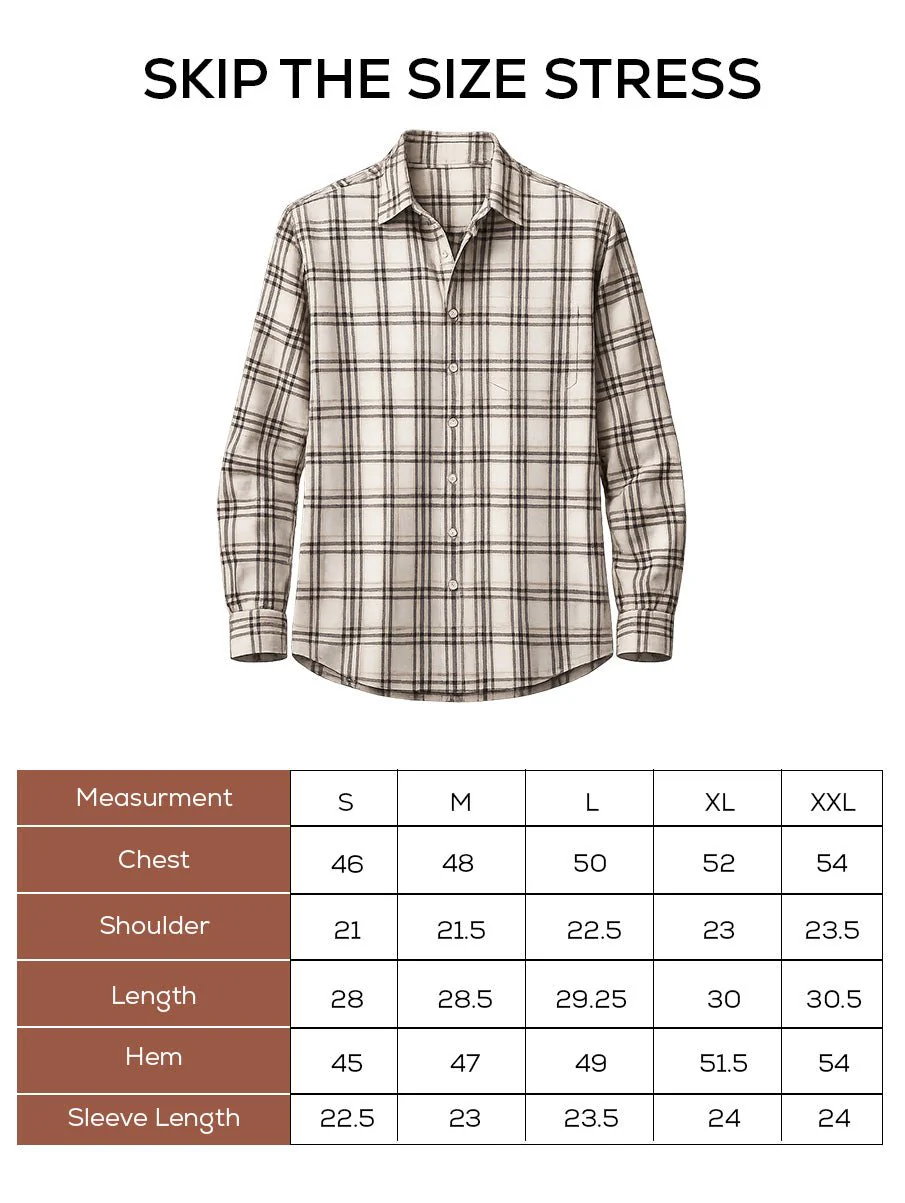 Beige Checked Cotton Shirt β Loose Fit, Full Sleeves - Image 5