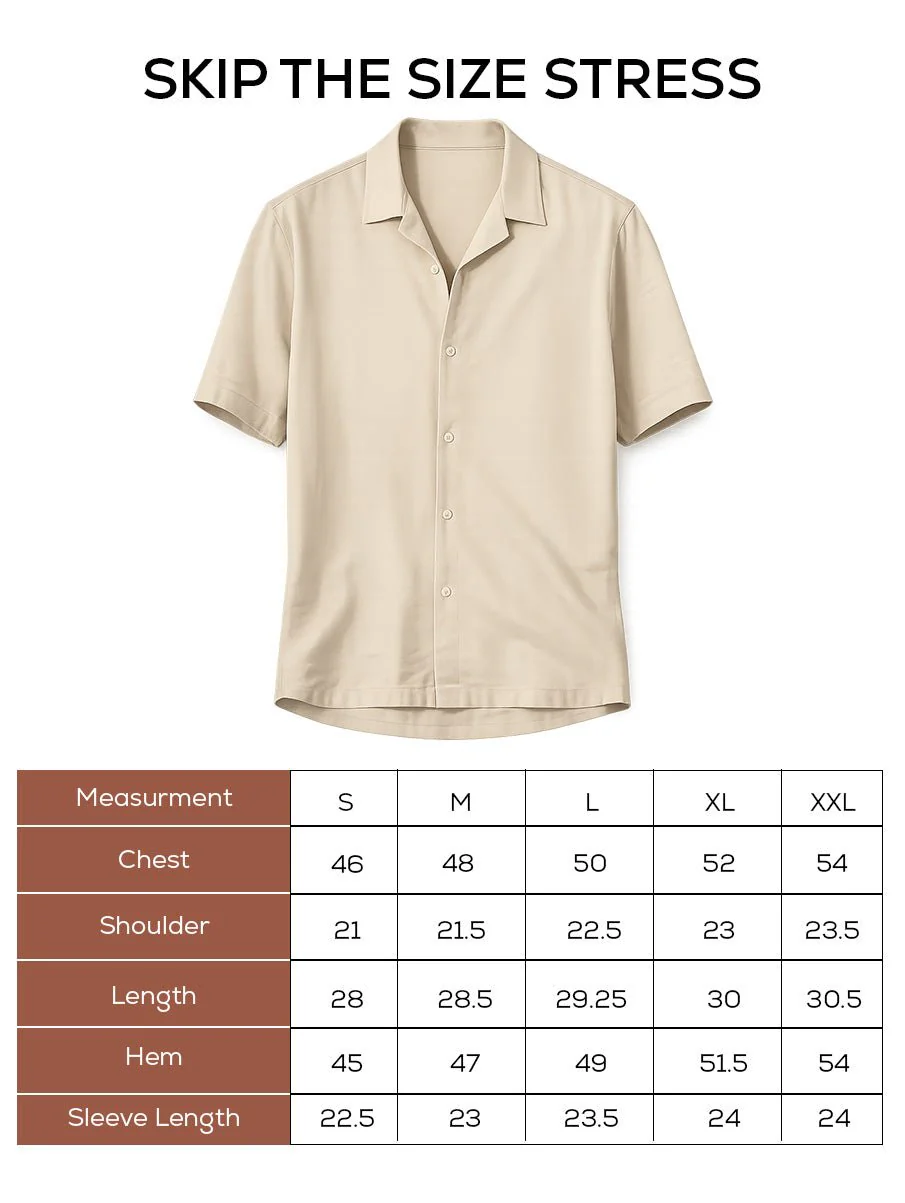 Beige Half Sleeve Cuban Collar Shirt β Loose Fit - Image 5