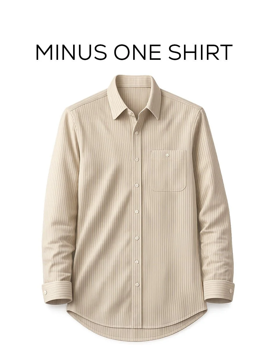 Beige Striped Cotton Shirt β Regular Fit - Image 2