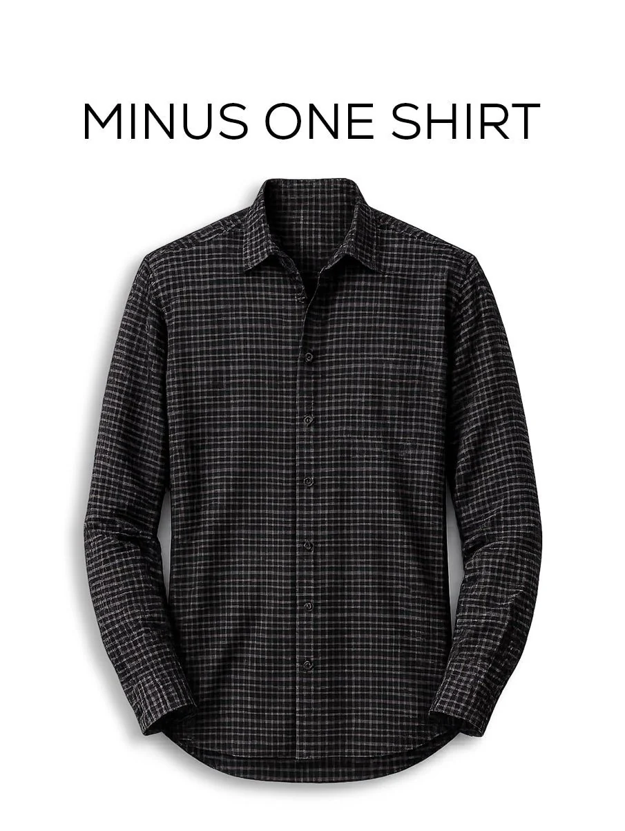 Black & White Brushed Organic Cotton Shirt – Regular Fit, Full Sleeves - Image 2