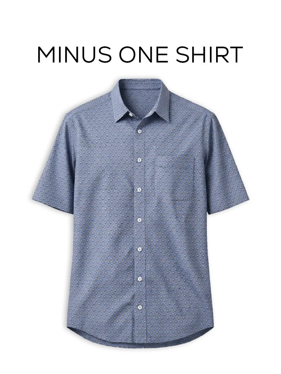 Blue Printed Cotton Stretch Shirt β Regular Fit, Half Sleeves - Image 2