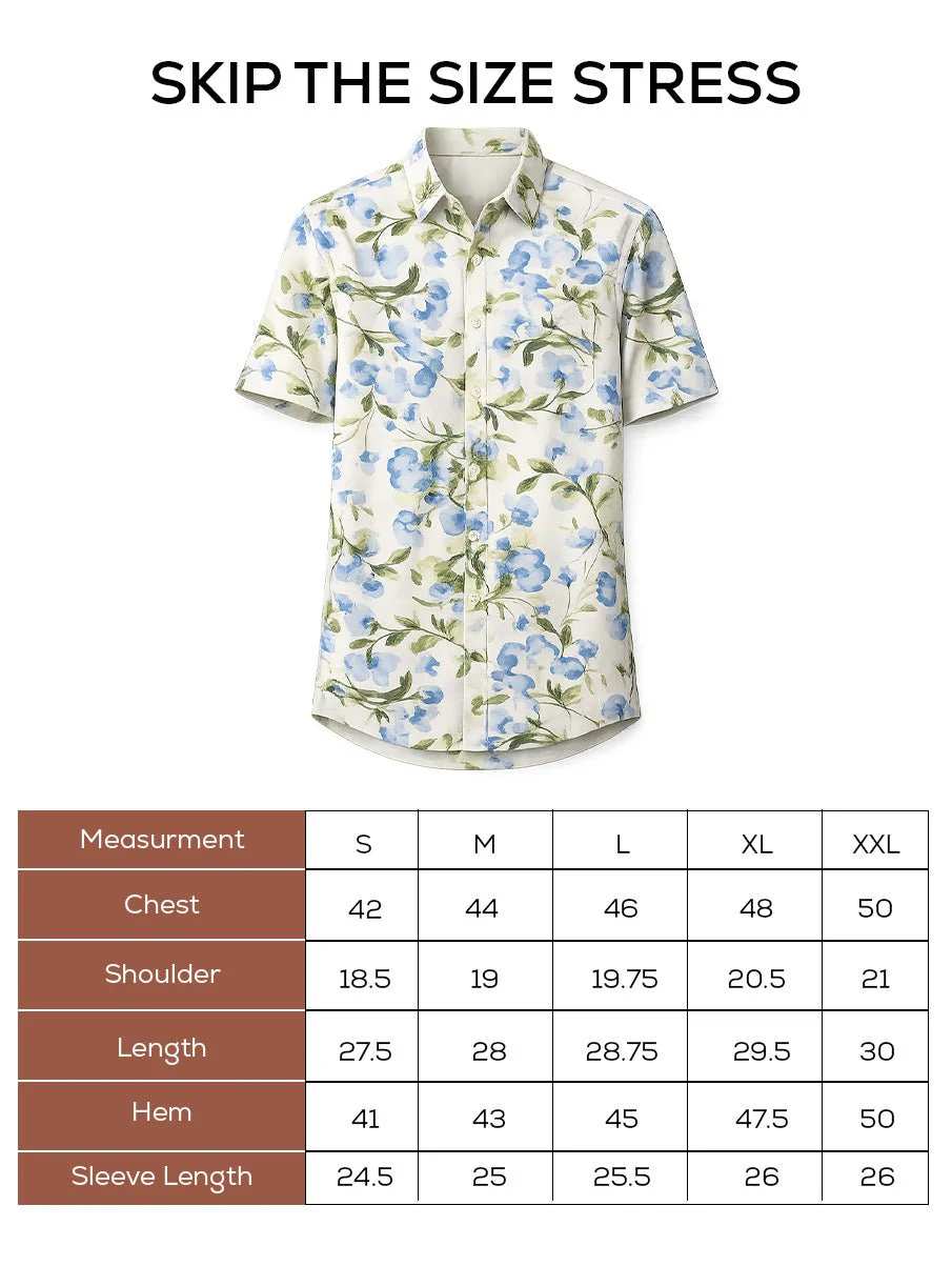 Blue Printed Organic Cotton Blend Shirt β Regular Fit, Half Sleeves - Image 5