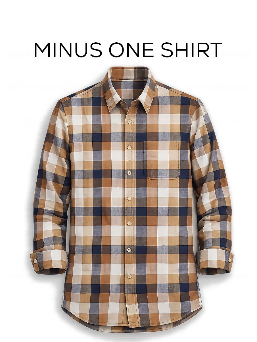 Brown Checkered Cotton Shirt – Regular Fit, Full Sleeves - Image 2