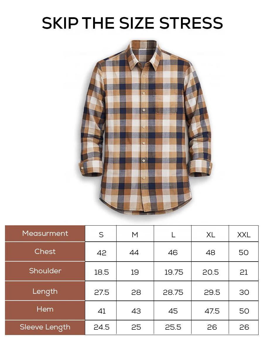 Brown Checkered Cotton Shirt – Regular Fit, Full Sleeves - Image 6