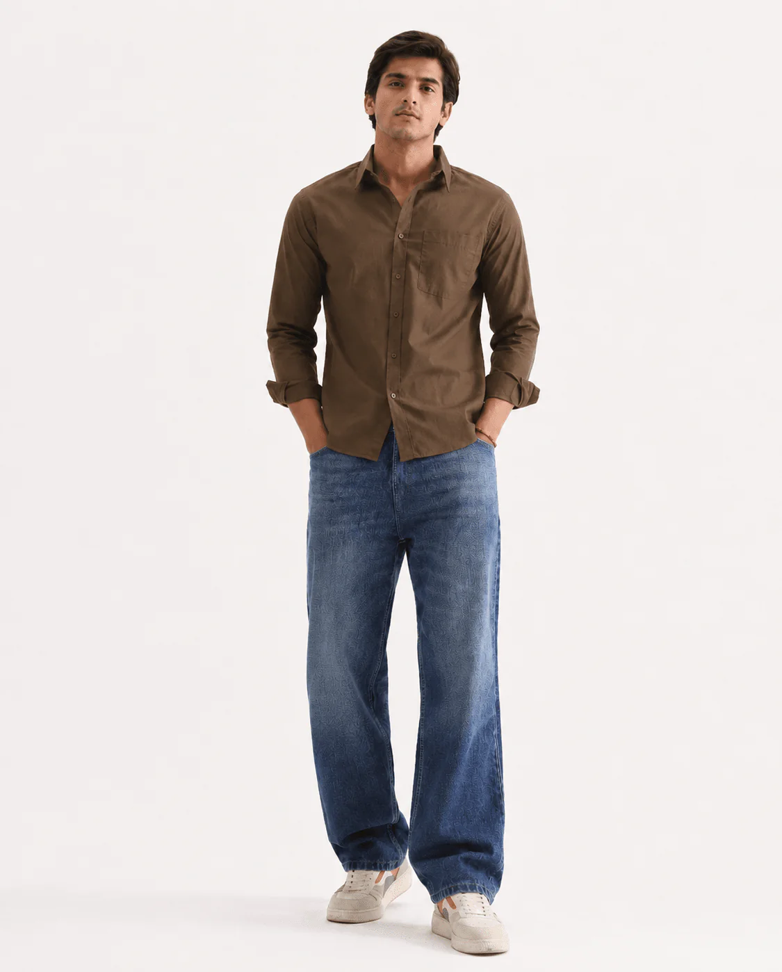 Brown Cotton Shirt – Regular Fit, Full Sleeves - Image 4