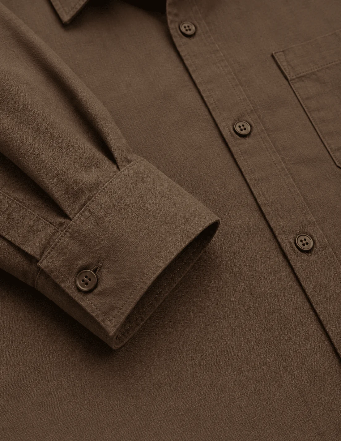 Brown Cotton Shirt – Regular Fit, Full Sleeves - Image 6