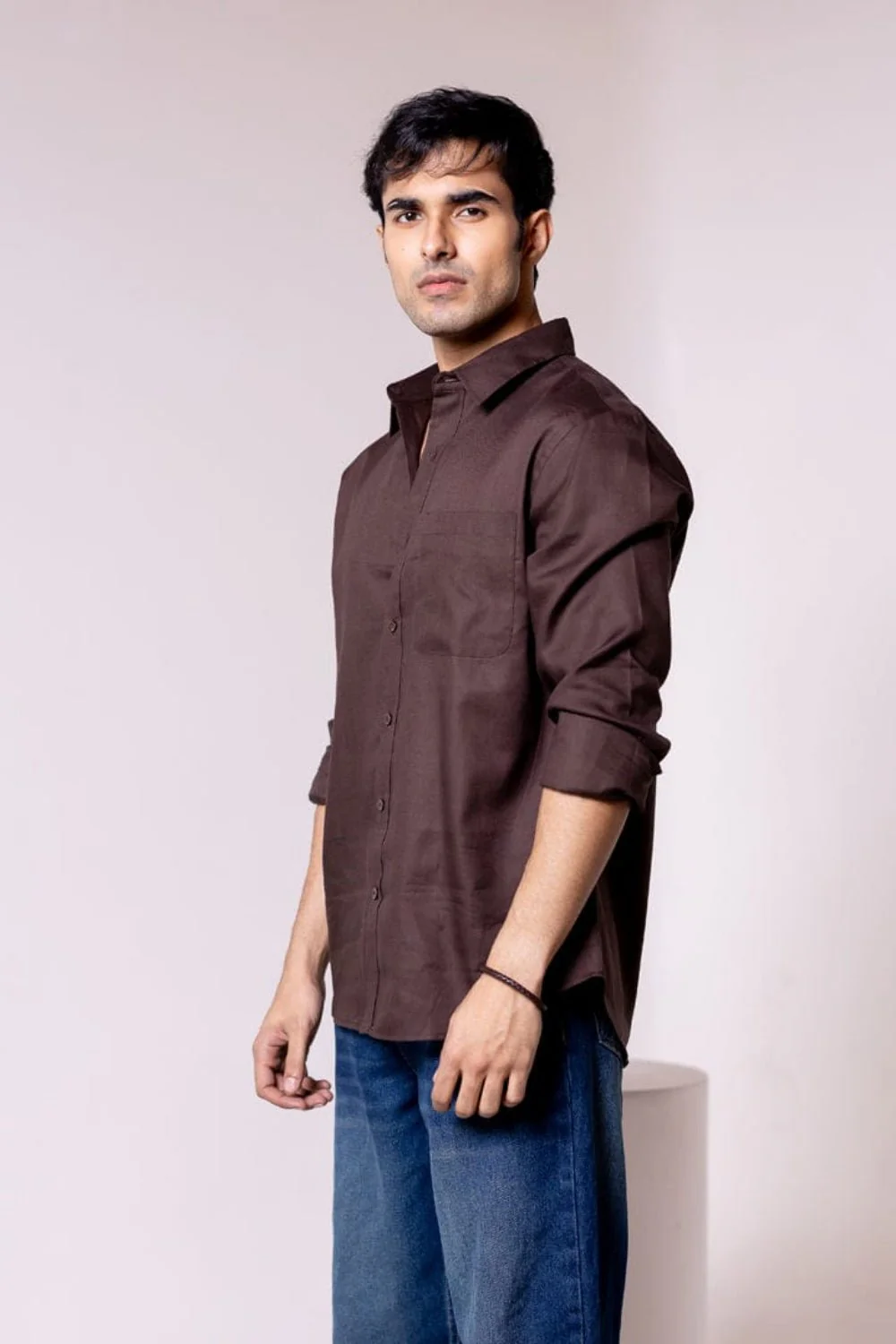 Coffee Brown Checked Shirt - Image 3