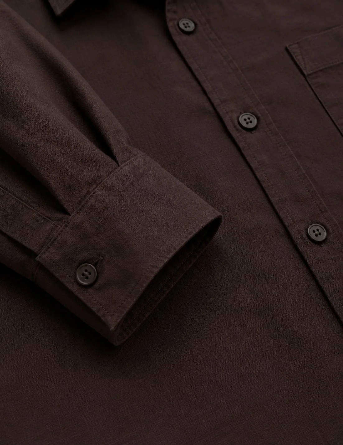 Dark Brown Cotton Shirt – Regular Fit, Full Sleeves - Image 7