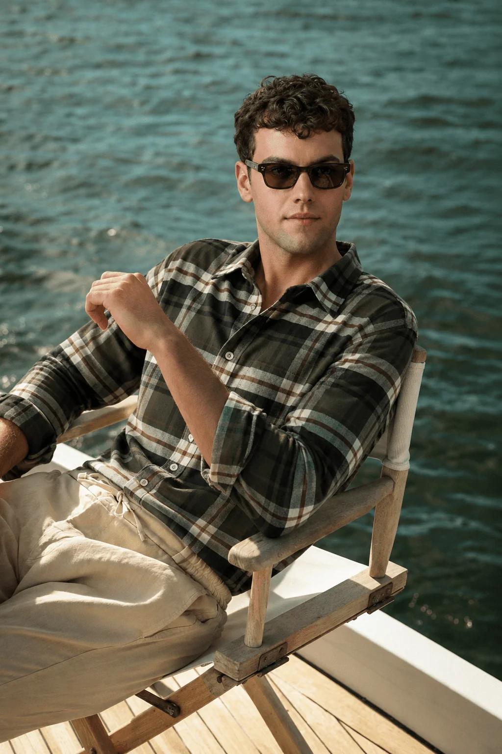 Green Checkered Brushed Cotton Shirt – Loose Fit, Full Sleeves - Image 6
