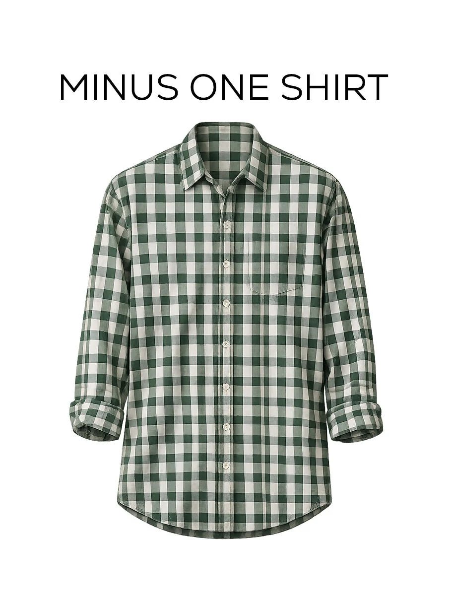 Green Checkered Cotton Stretch Shirt – Loose Fit, Full Sleeves - Image 2