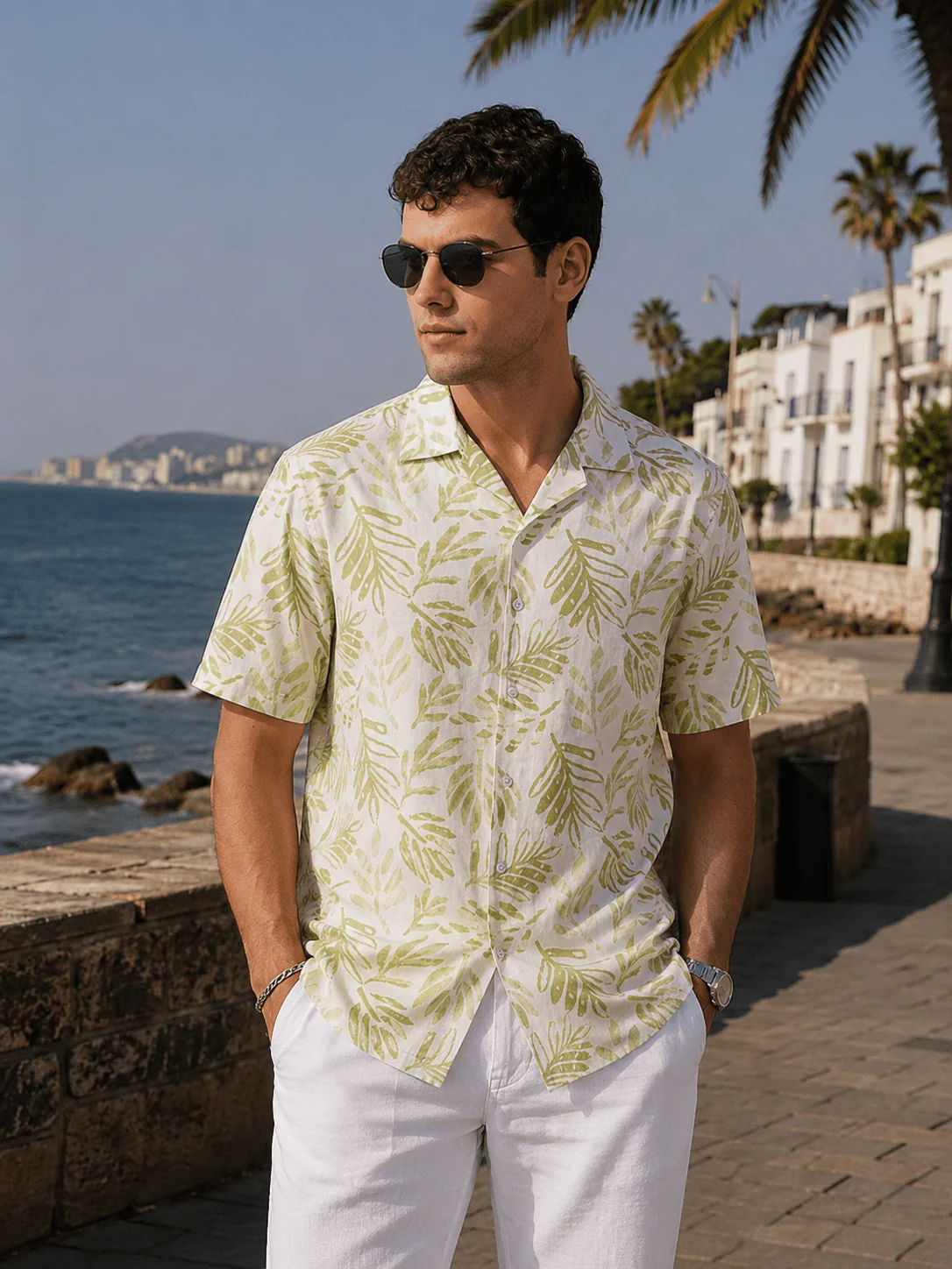 Green Printed Cotton Shirt β Regular Fit, Half Sleeves - Image 6