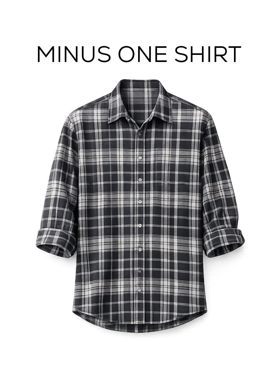 Grey Checkered Brushed Cotton Shirt β Loose Fit, Full Sleeves - Image 2