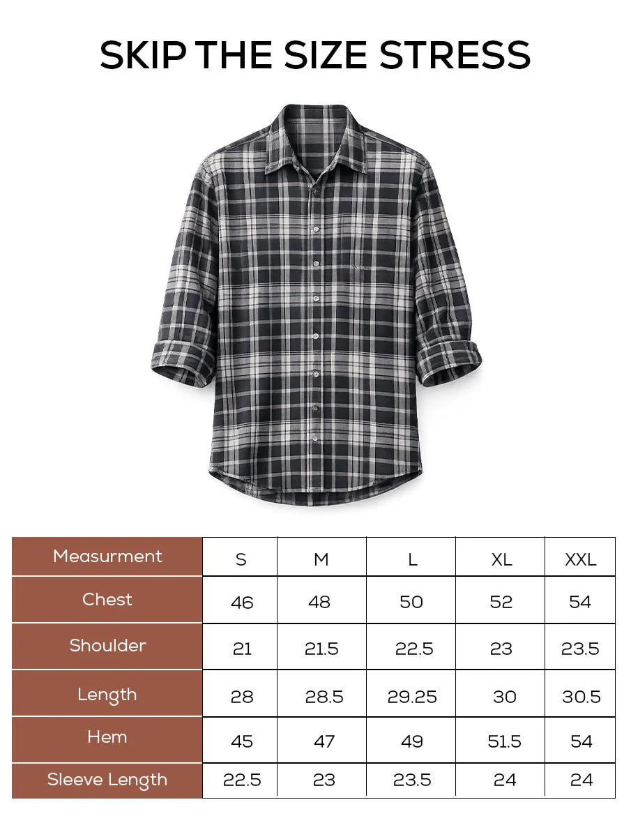 Grey Checkered Brushed Cotton Shirt β Loose Fit, Full Sleeves - Image 5
