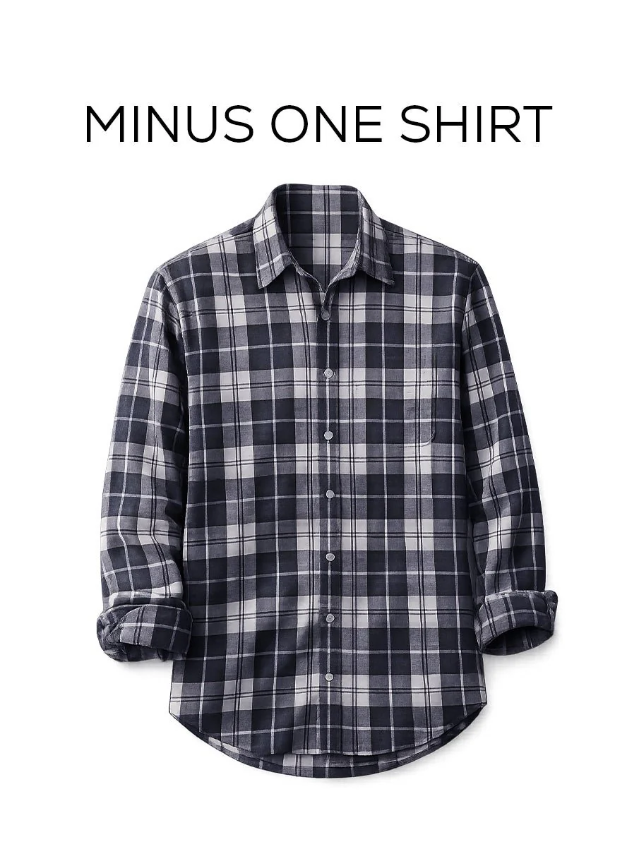 Grey Checkered Cotton Shirt – Loose Fit, Full Sleeves - Image 2
