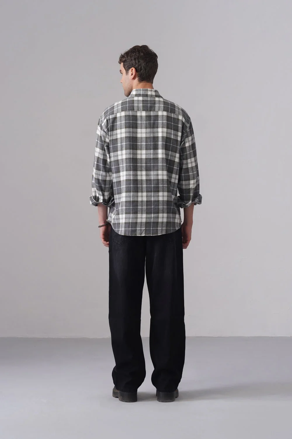 Grey Checked Cotton Shirt β Regular Fit, Full Sleeves - Image 4
