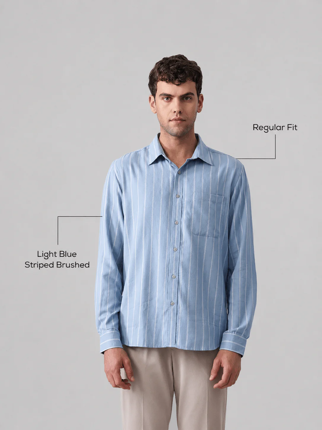 Light Blue Striped Brushed Cotton Shirt β Regular Fit - Image 4