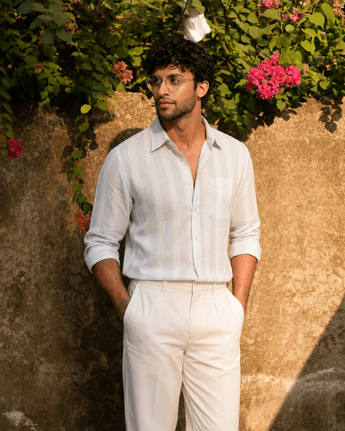 Light Blue Striped Cotton Shirt – Regular Fit, Full Sleeves - Image 6