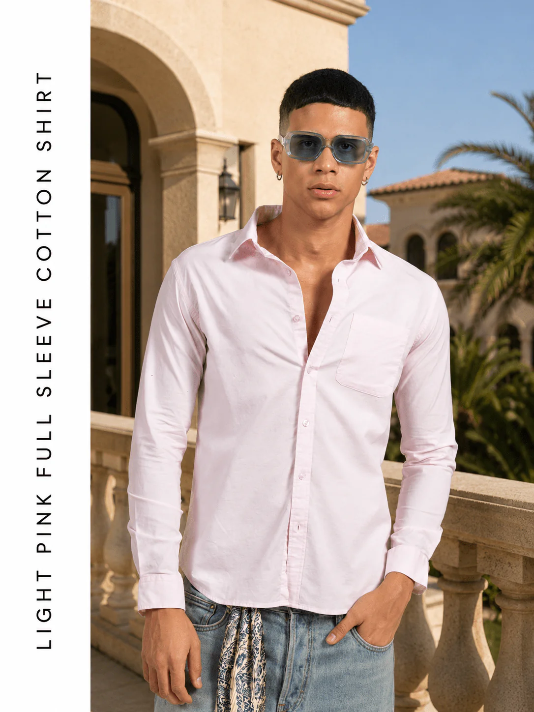 Light Pink Full Sleeve Cotton Shirt β Regular Fit - Image 3