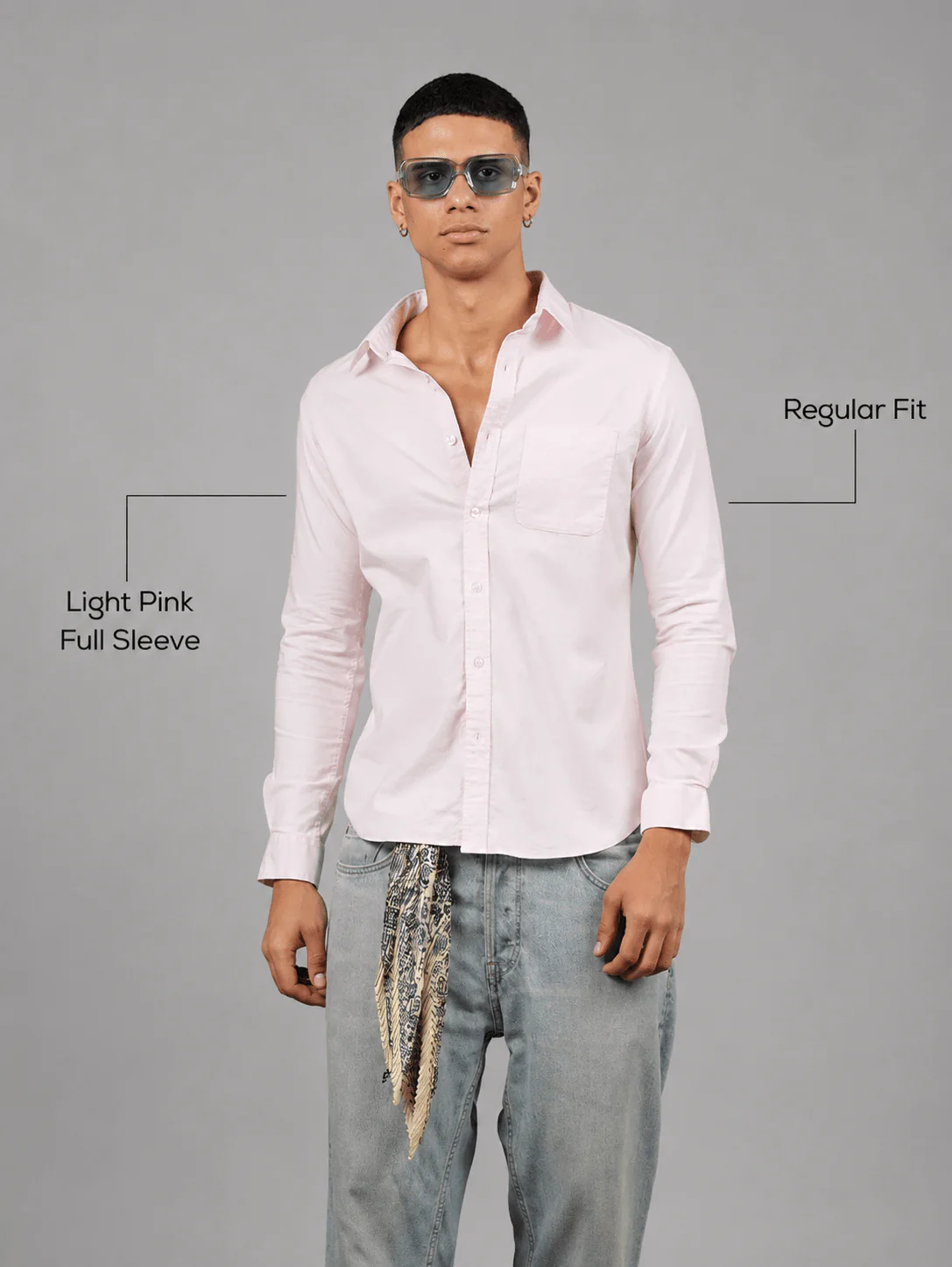 Light Pink Full Sleeve Cotton Shirt β Regular Fit - Image 4
