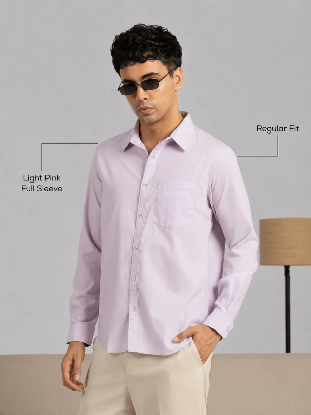 Lilac Solid Cotton Shirt β Regular Fit, Full Sleeves - Image 4