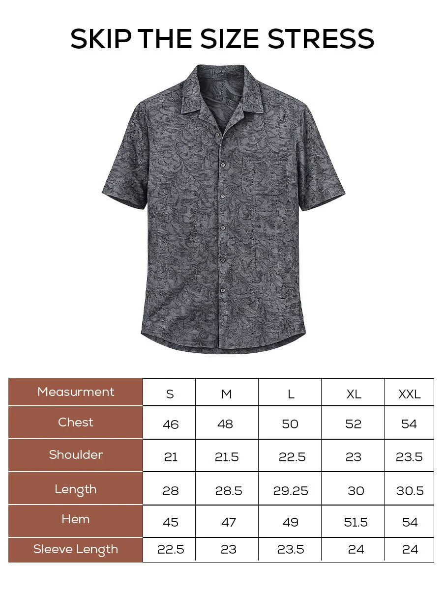 Printed Cuban Collar Shirt – Loose Fit Short Sleeve - Image 5