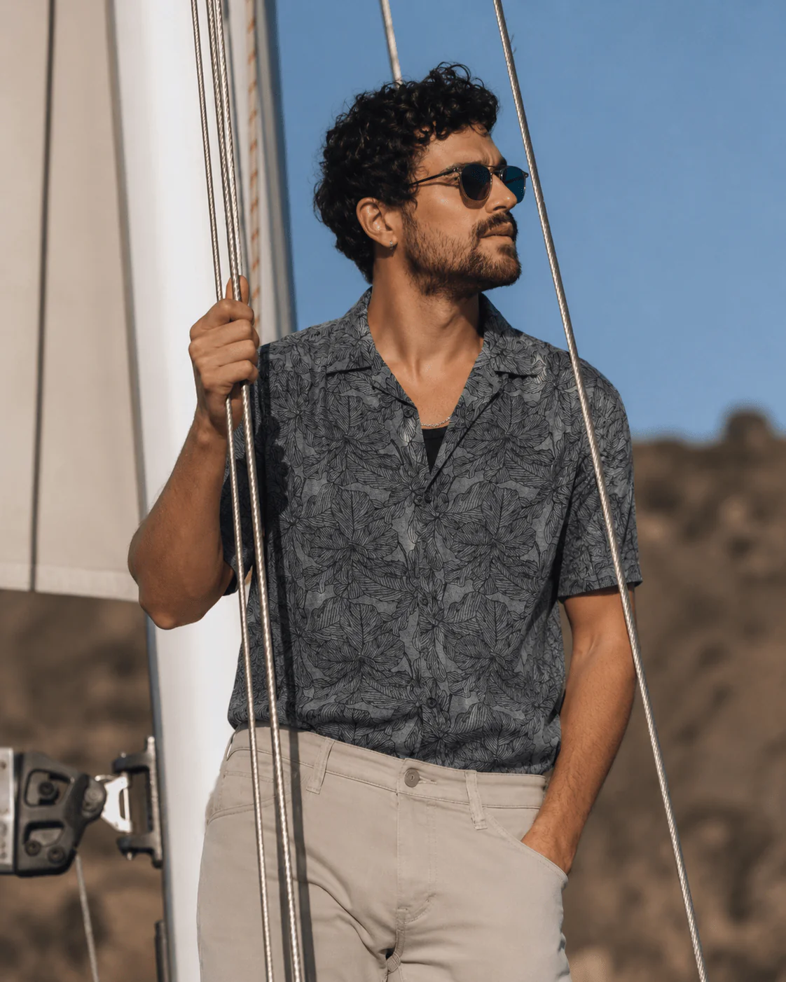 Printed Cuban Collar Shirt – Loose Fit Short Sleeve - Image 6