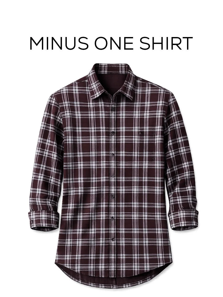 Maroon Checkered Brushed Cotton Shirt – Regular Fit, Full Sleeves - Image 2