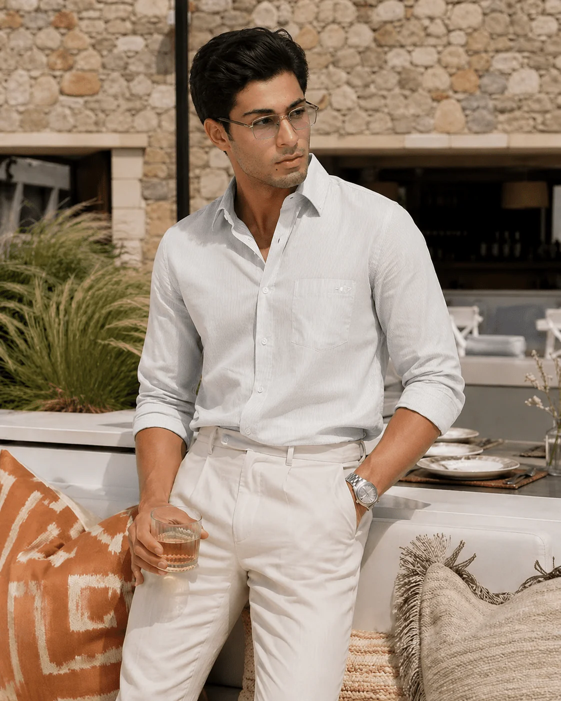 White Striped Organic Cotton Shirt – Button-Down Collar | Regular Fit - Image 6