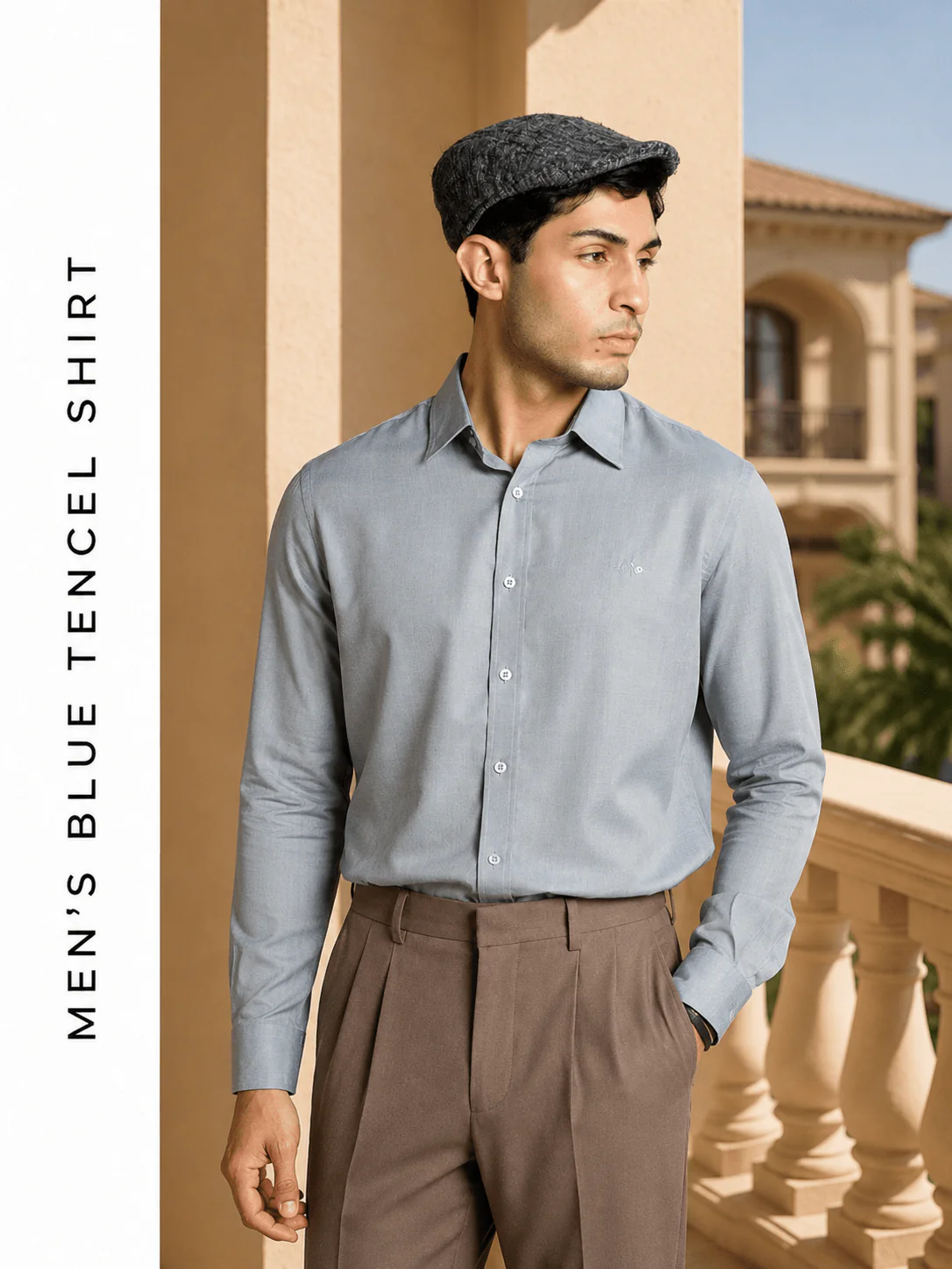Men’s Blue Tencel Shirt – Regular Fit - Image 3