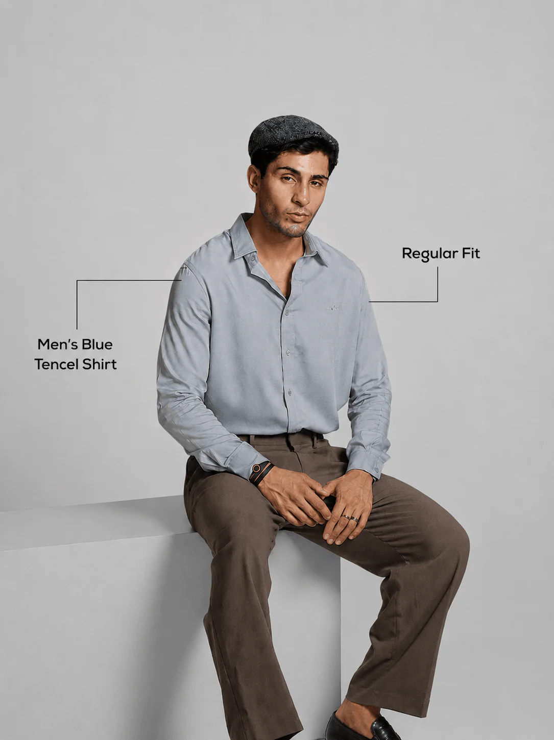 Men’s Blue Tencel Shirt – Regular Fit - Image 4