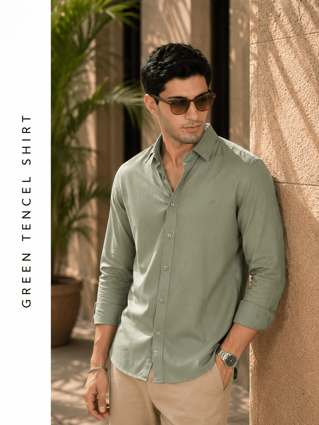 Green Tencel Shirt – Regular Fit - Image 3