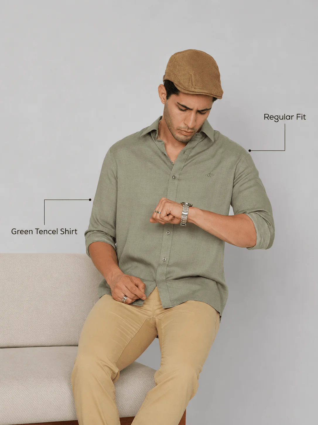 Green Tencel Shirt – Regular Fit - Image 4