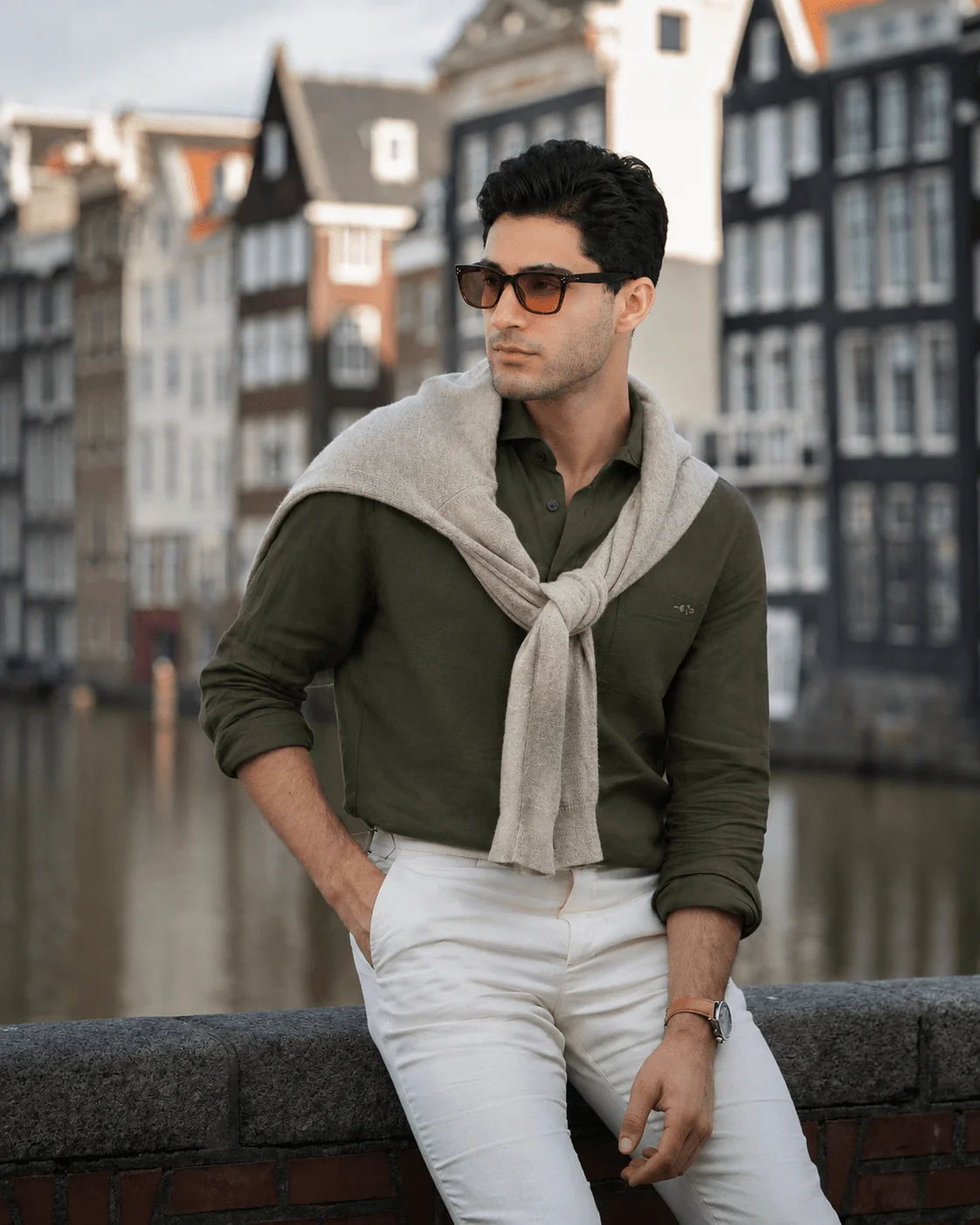 Organic Olive Oxford Cotton Shirt – Regular Fit - Image 6