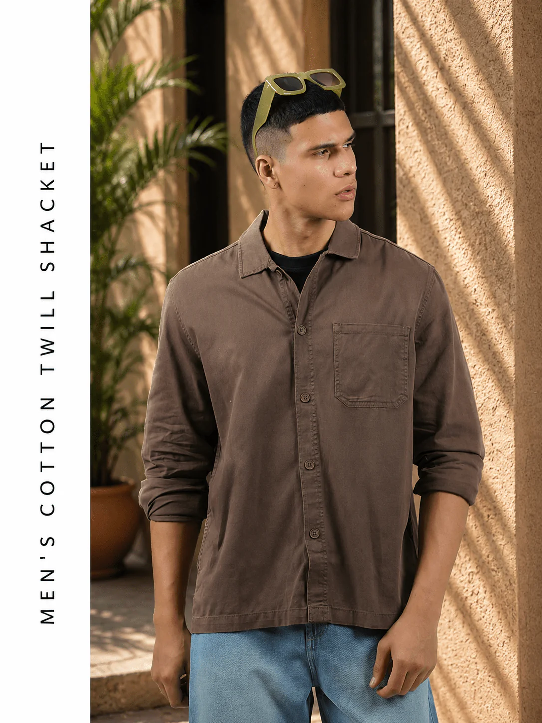 Men's Cotton Twill Shacket – Brown - Image 3