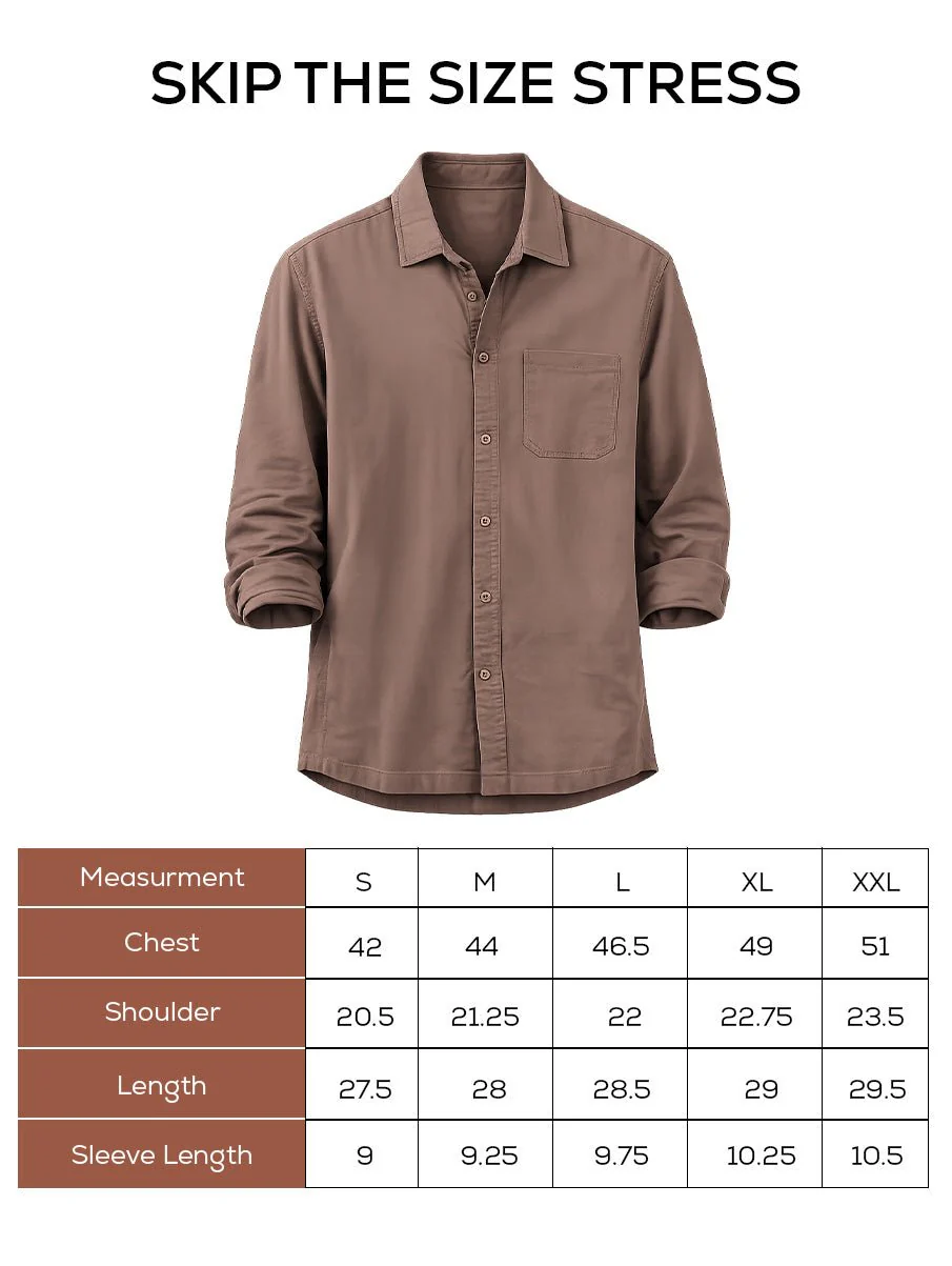 Men's Cotton Twill Shacket – Brown - Image 5
