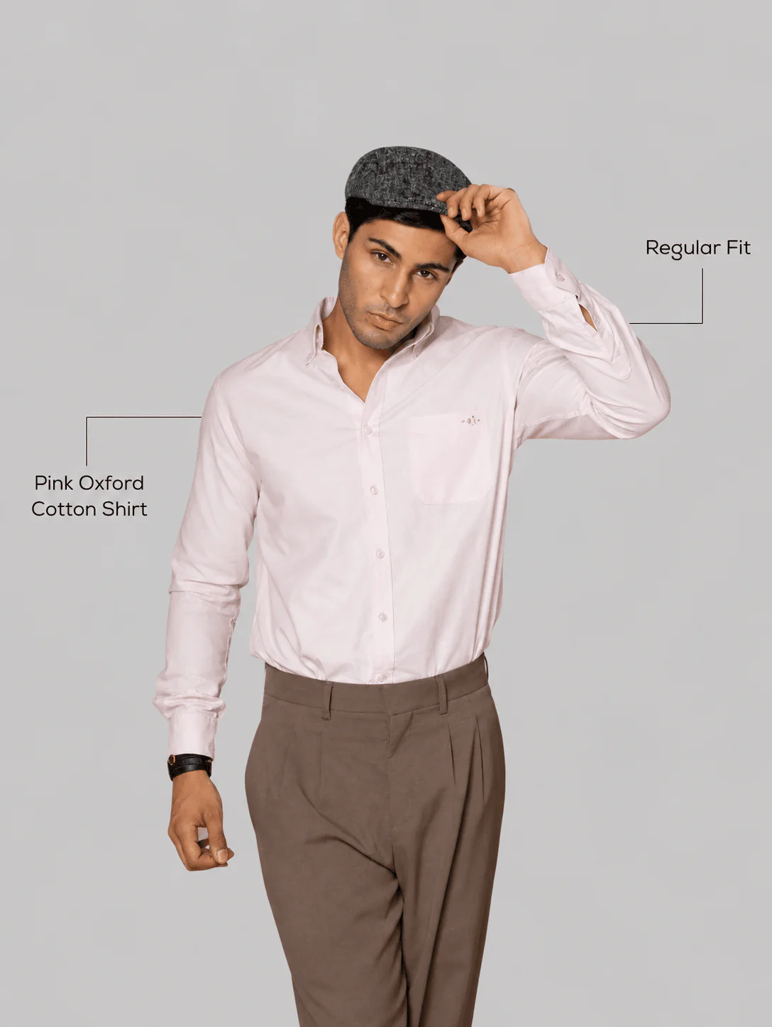Pink Oxford Cotton Shirt – Regular Fit - Image 4