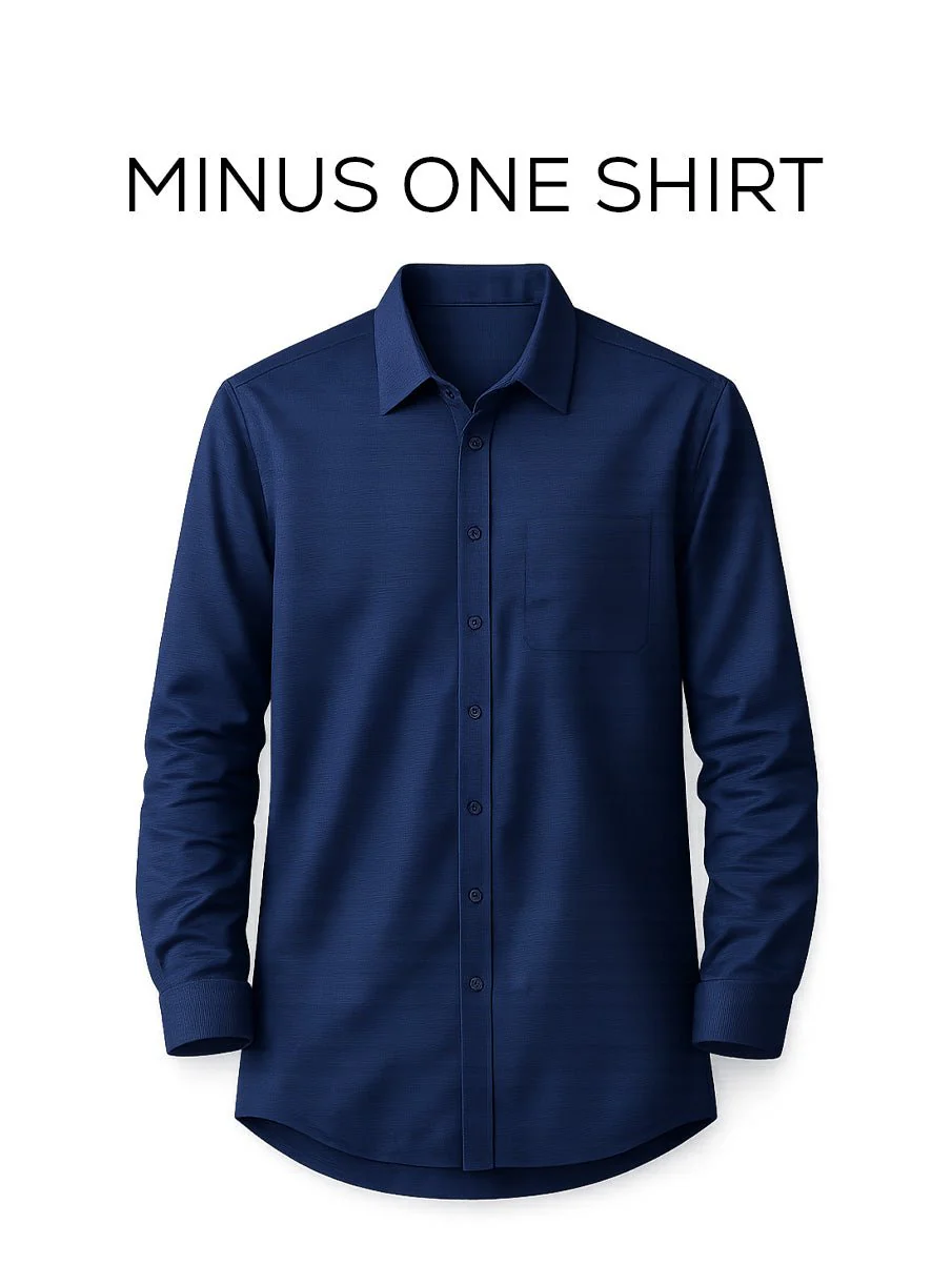 Navy Blue Oxford Organic Cotton Shirt β Regular Fit, Full Sleeves - Image 2