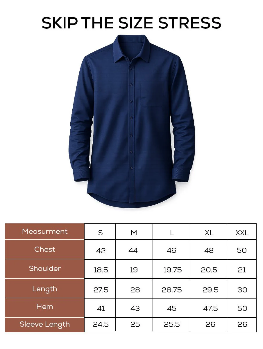 Navy Blue Oxford Organic Cotton Shirt β Regular Fit, Full Sleeves - Image 5