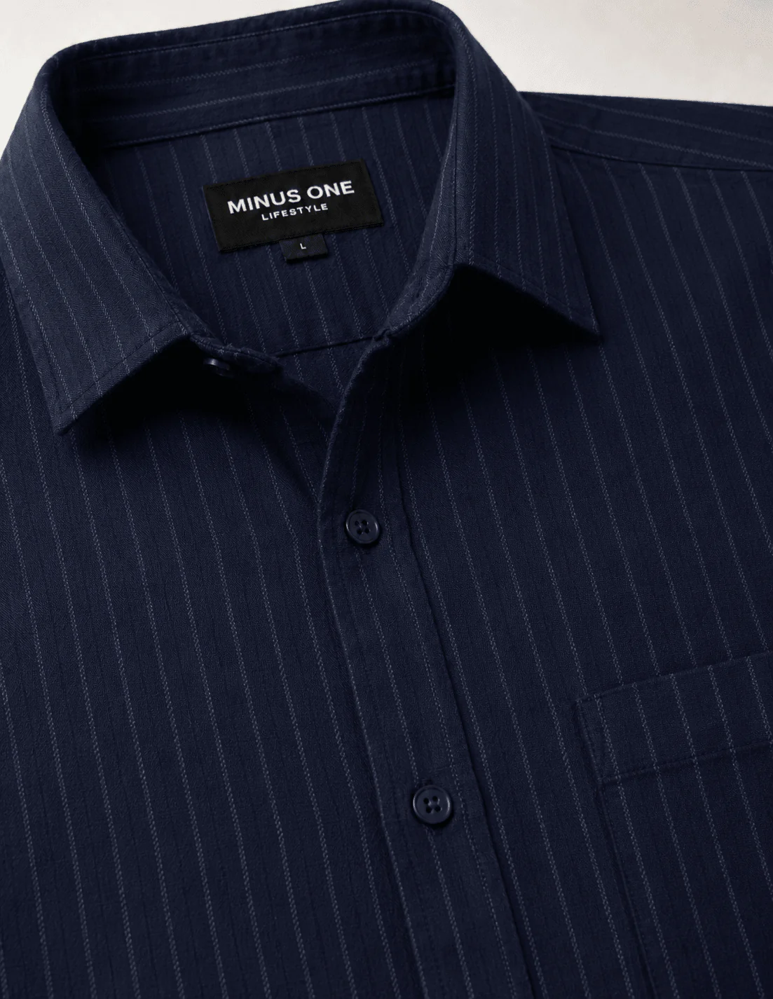 Navy Blue Pinstripe Cotton Viscose Shirt – Regular Fit, Full Sleeves - Image 7