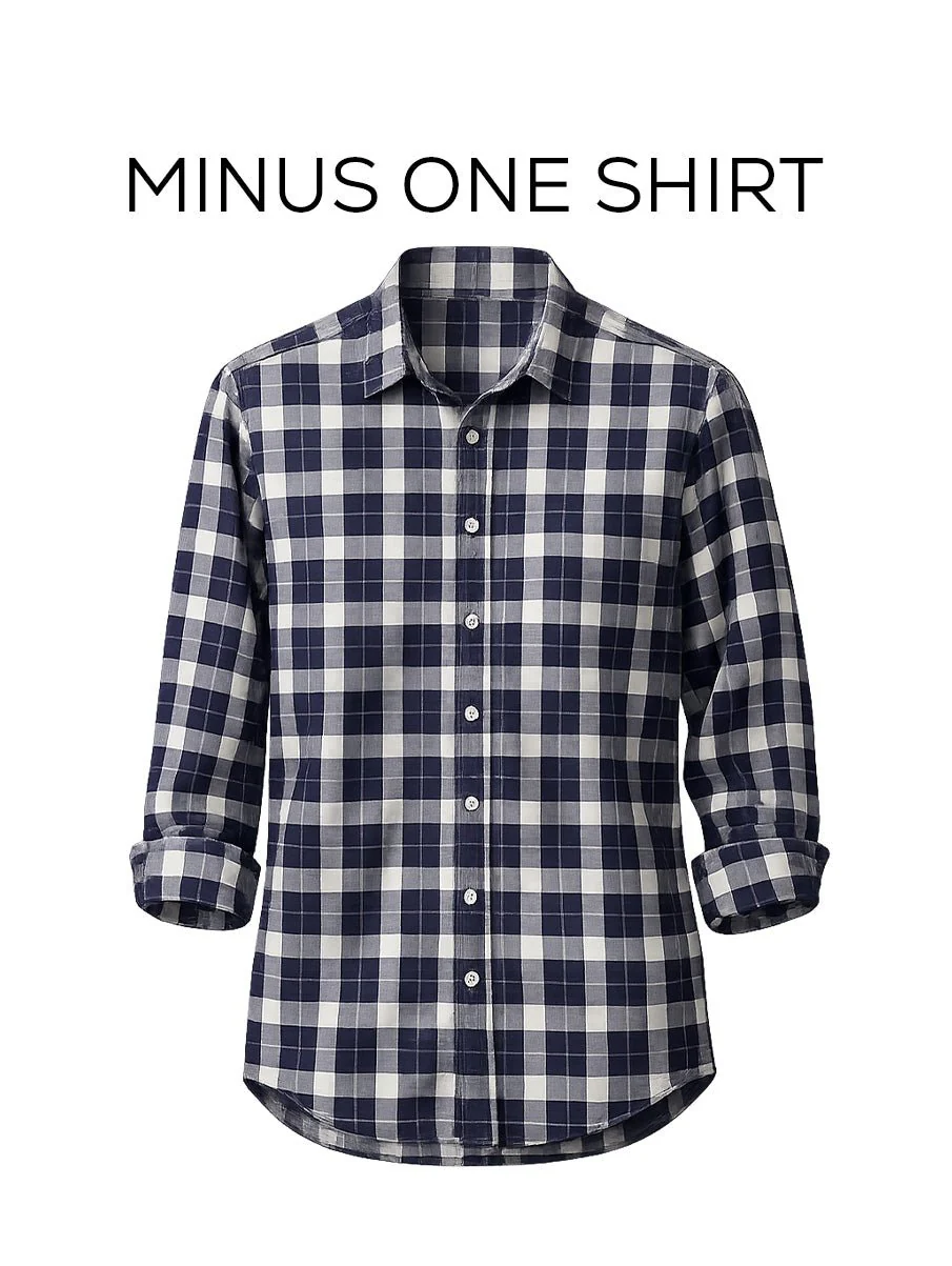Navy Checkered Cotton Shirt β Regular Fit, Full Sleeves - Image 2