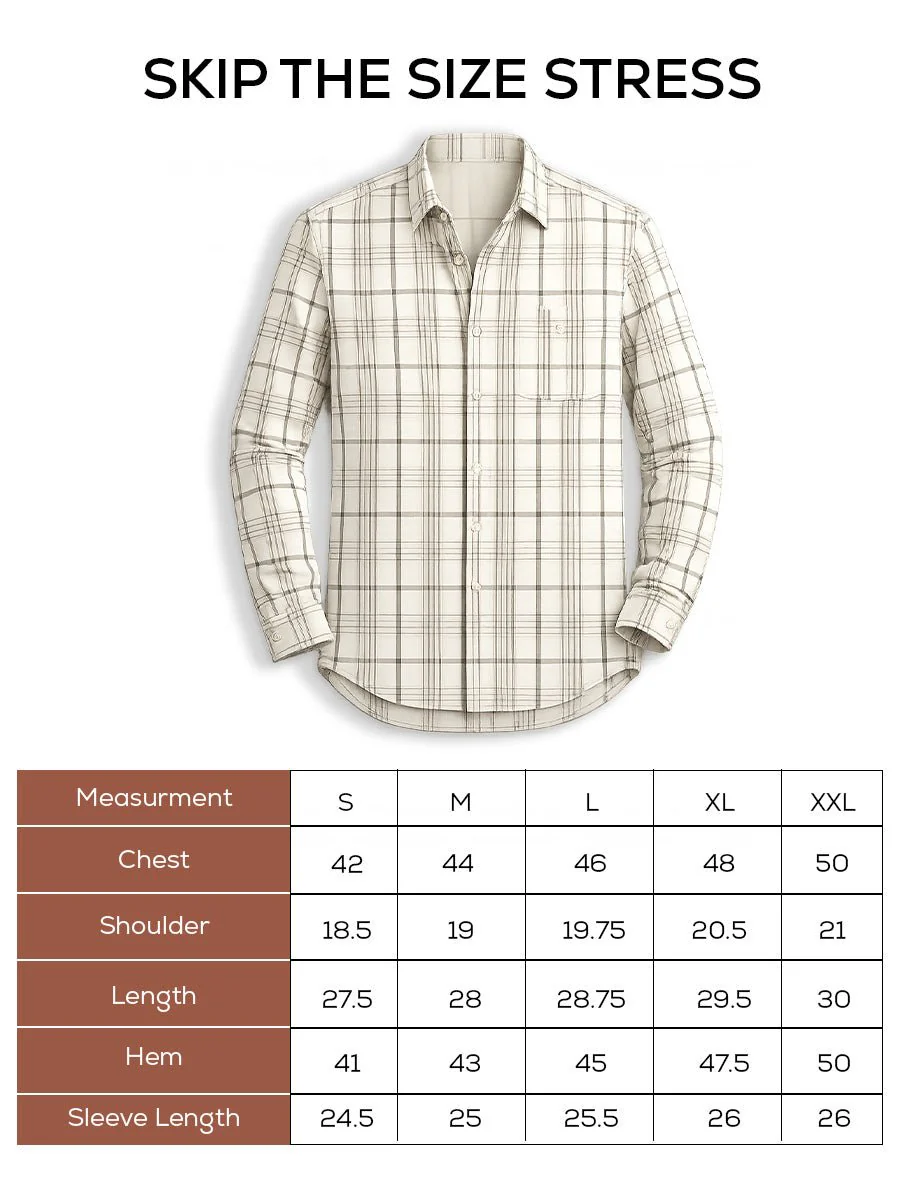 Off-White & Brown Checked Cotton Shirt β Regular Fit, Full Sleeves - Image 5
