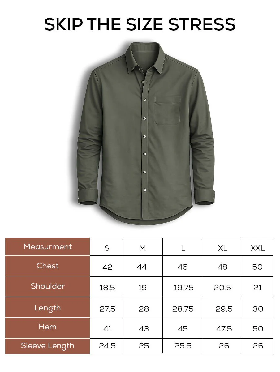 Olive Brushed Cotton Shirt – Regular Fit, Full Sleeves - Image 5