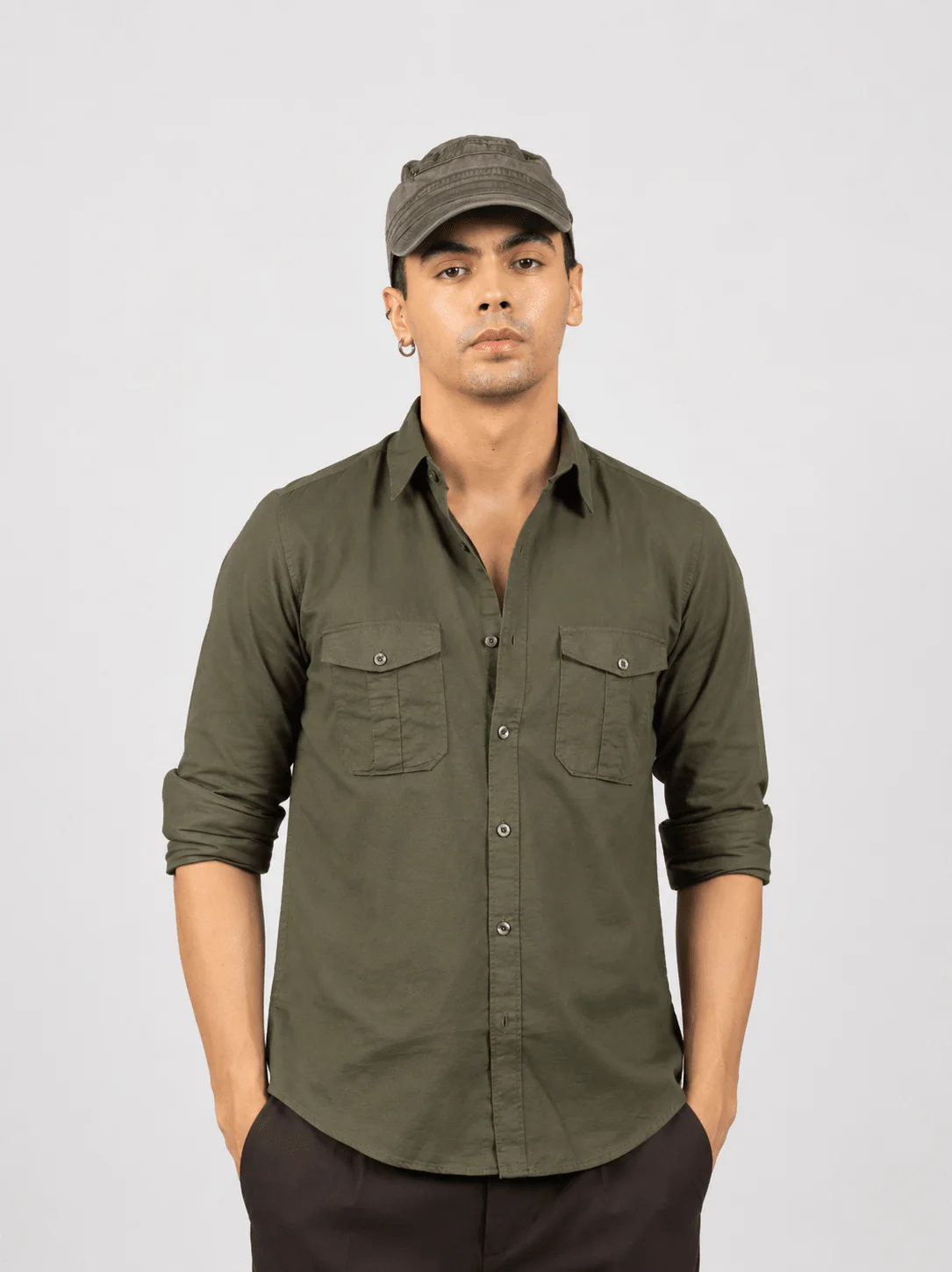 Full Sleeve Safari Shirt – Olive Green