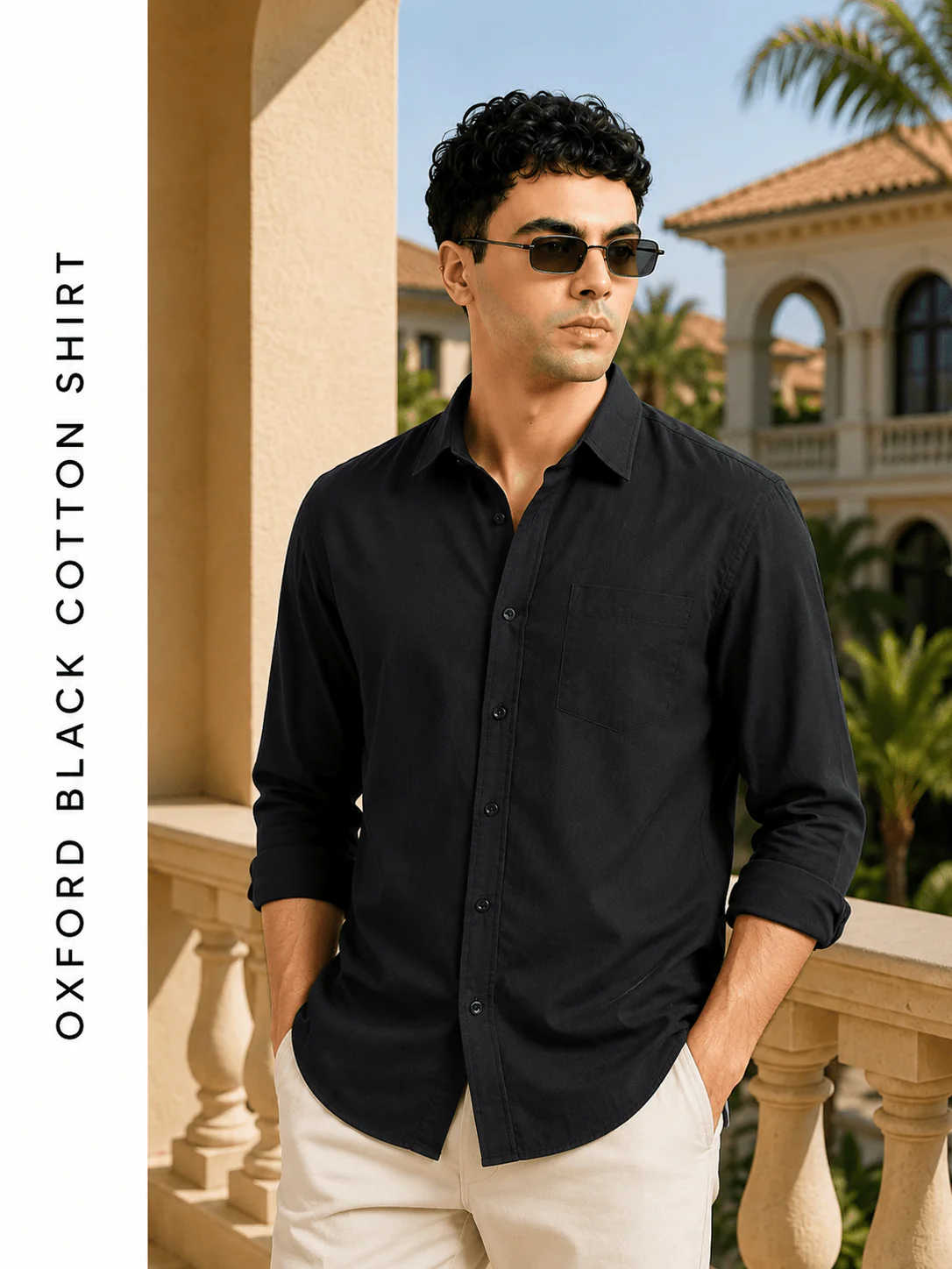 Oxford Black Cotton Shirt – Regular Fit - Image 3