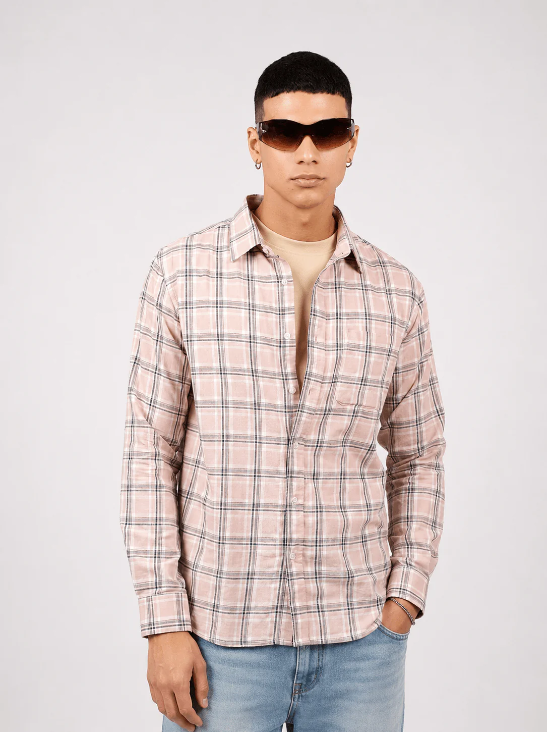 Pink Checked Cotton Shirt – Regular Fit