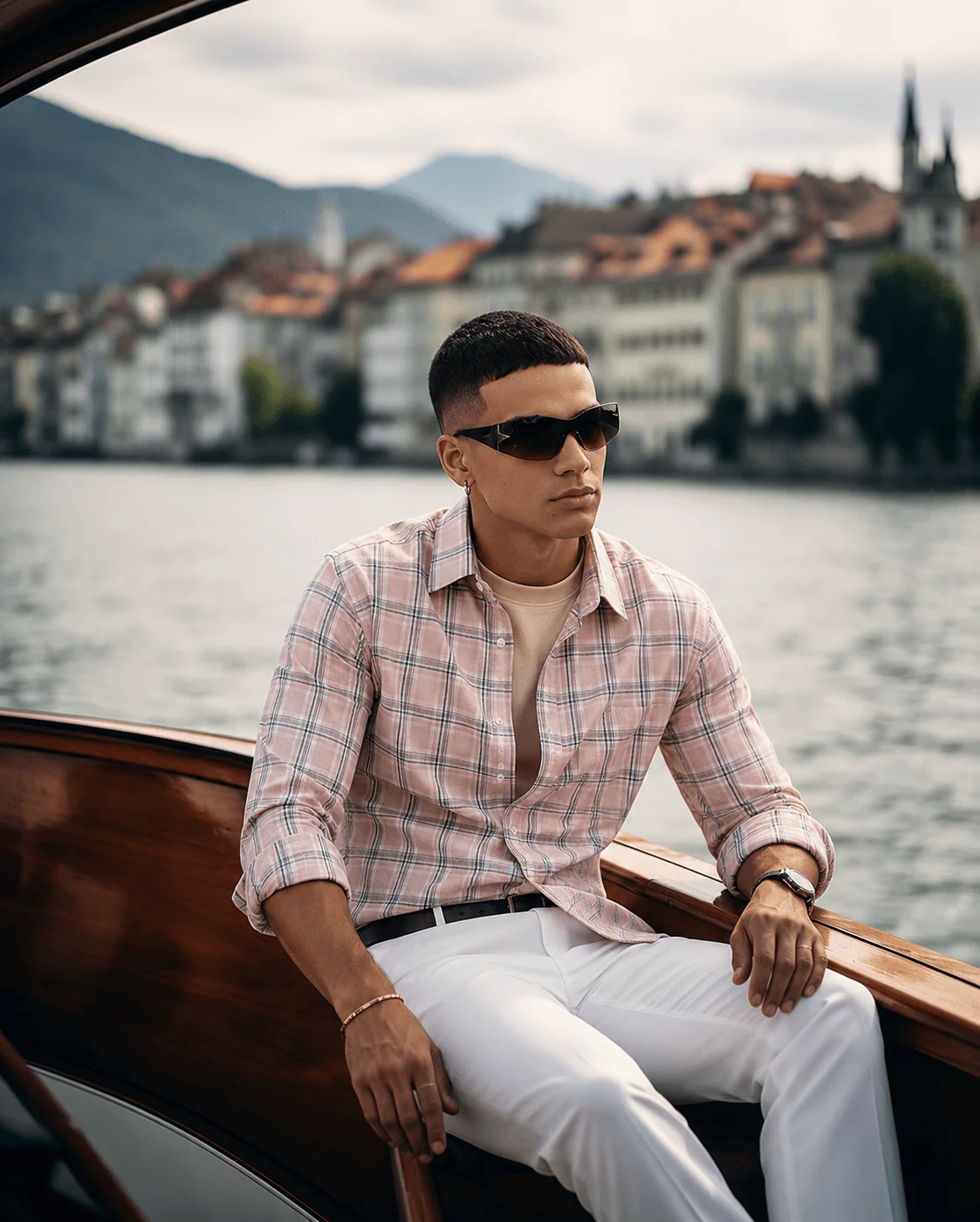 Pink Checkered Cotton Shirt – Loose Fit, Full Sleeves - Image 4