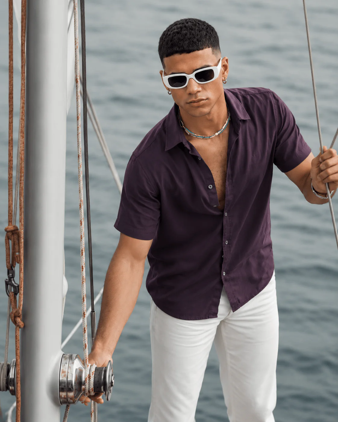 Purple Full Sleeve Cotton Shirt – Regular Fit - Image 6