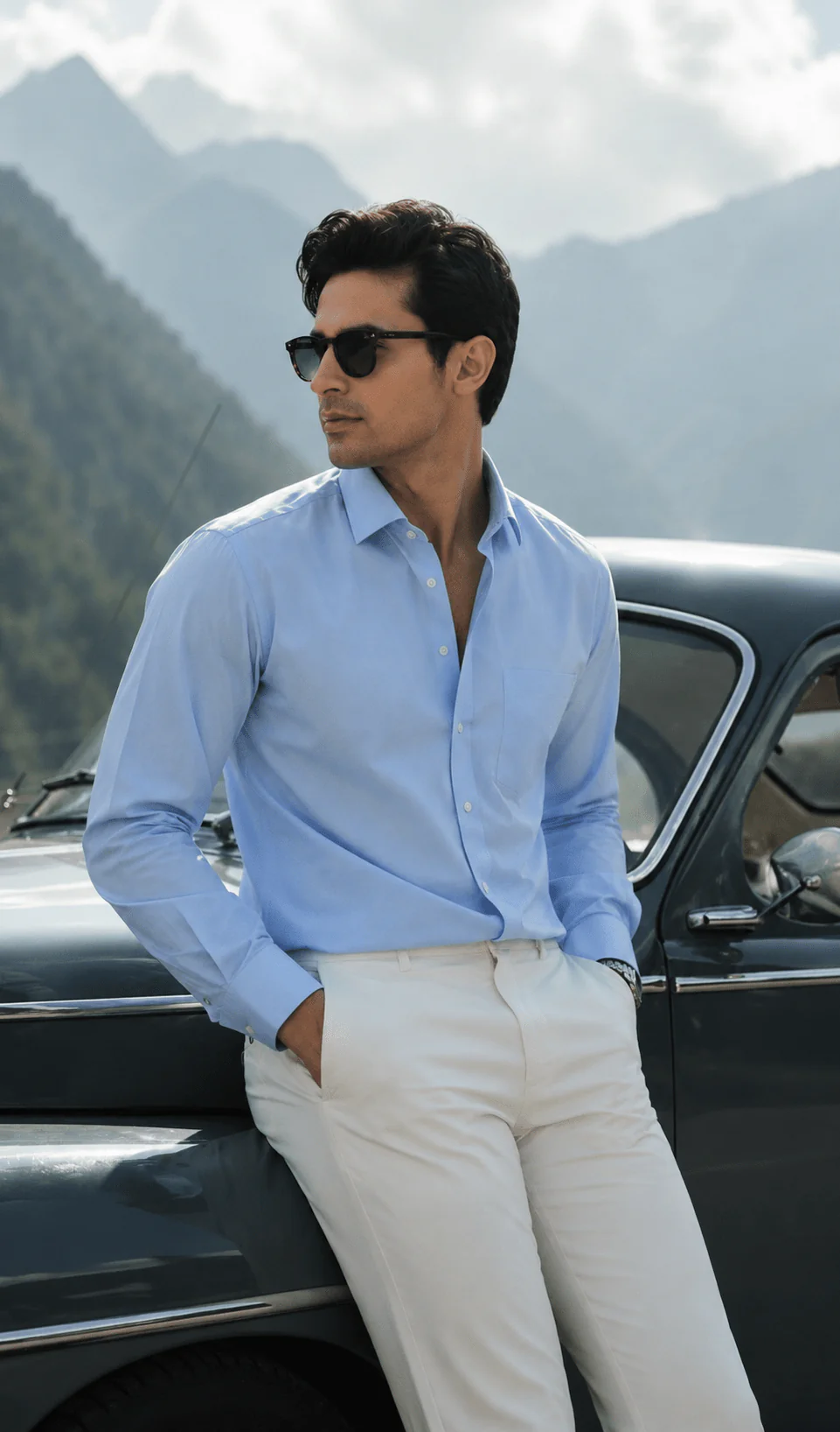 Slim Fit Full Sleeves Shirt- Blue - Image 4