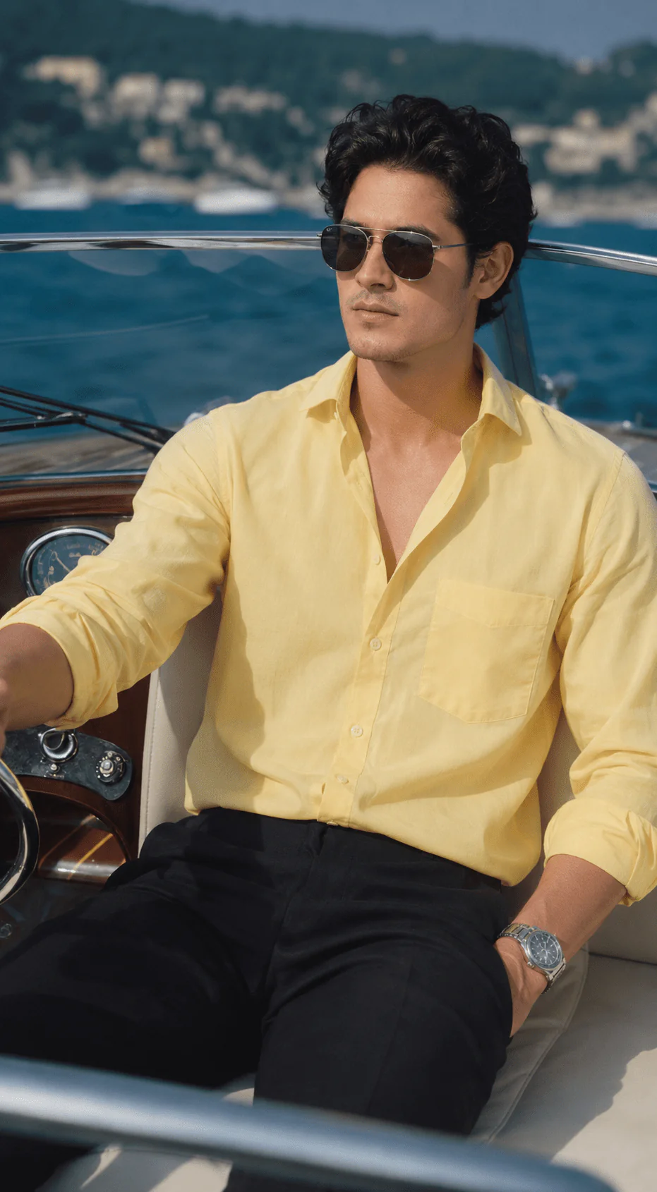 Slim Fit Full Sleeves Shirt-Yellow - Image 4